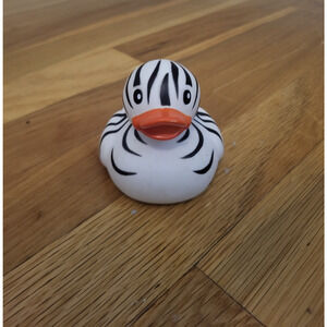 Infantino Zebra Rubber Duck Baby Bath Toy Black White Orange Beak #206590A